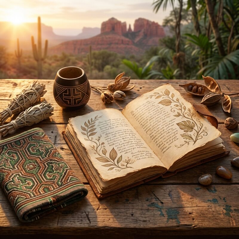 Handmade journal with botanical illustrations